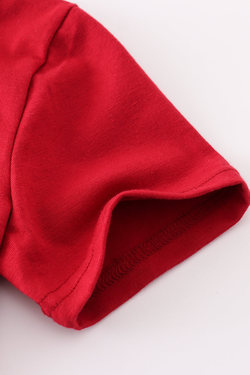 Maroon Football Embroidery Button Down Shirt