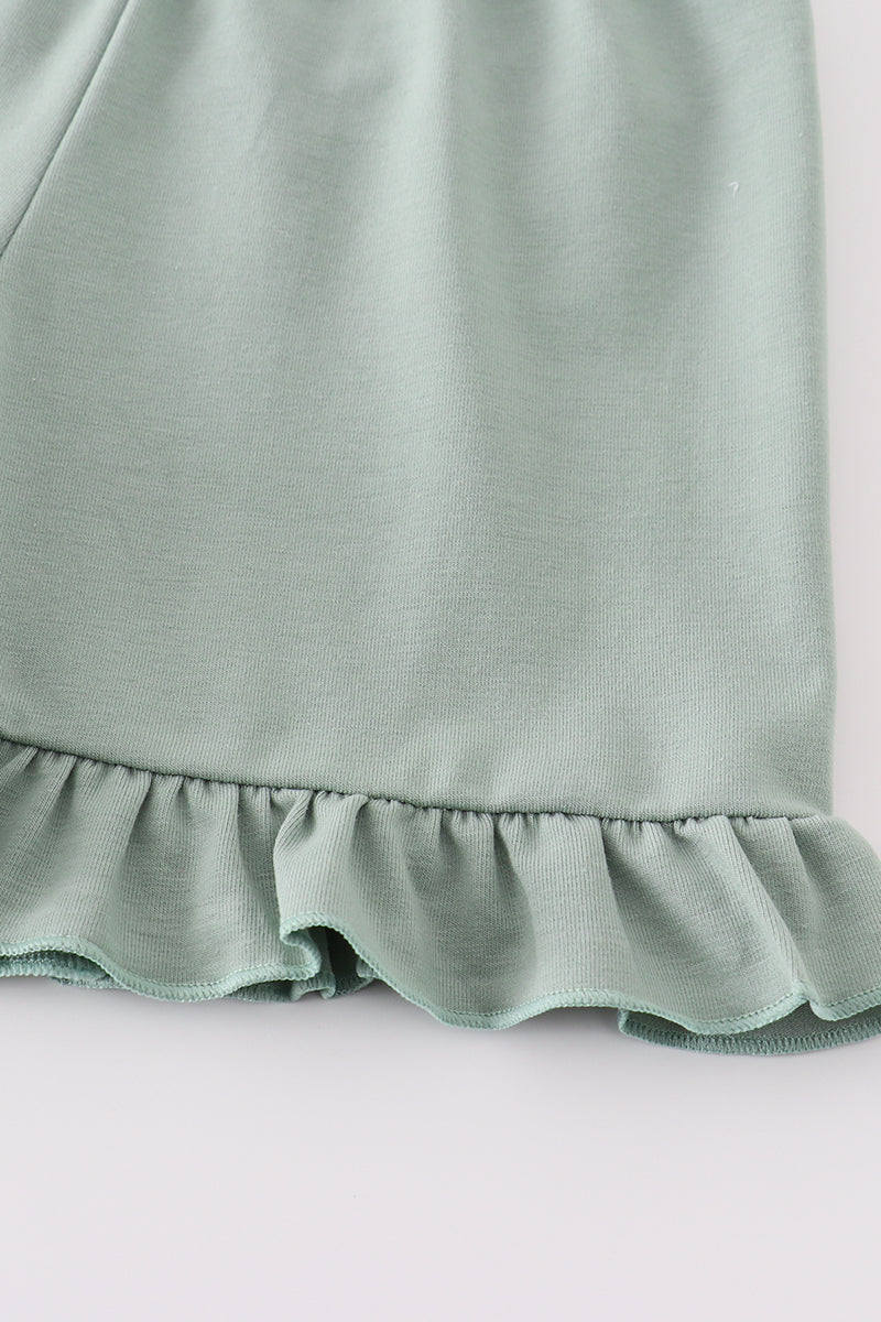 Sage Sand Dollar Embroidery Smocked Girl Set