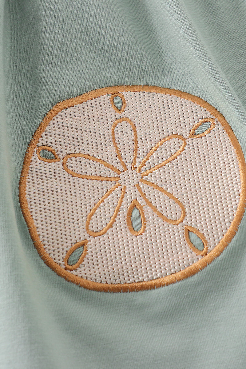 Sage Sand Dollar Embroidery Girl Set