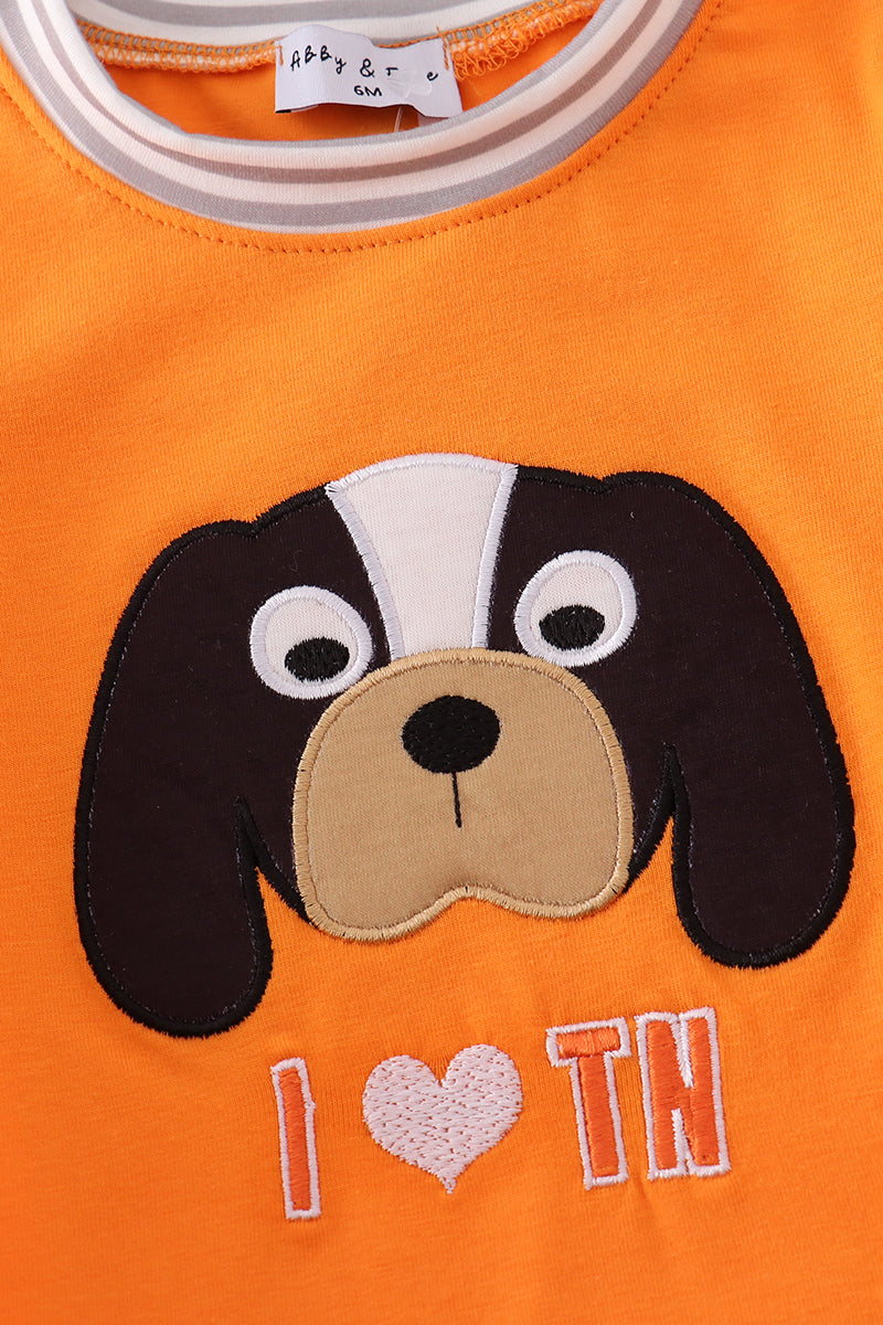 Orange I Love Tennessee Applique Bubble