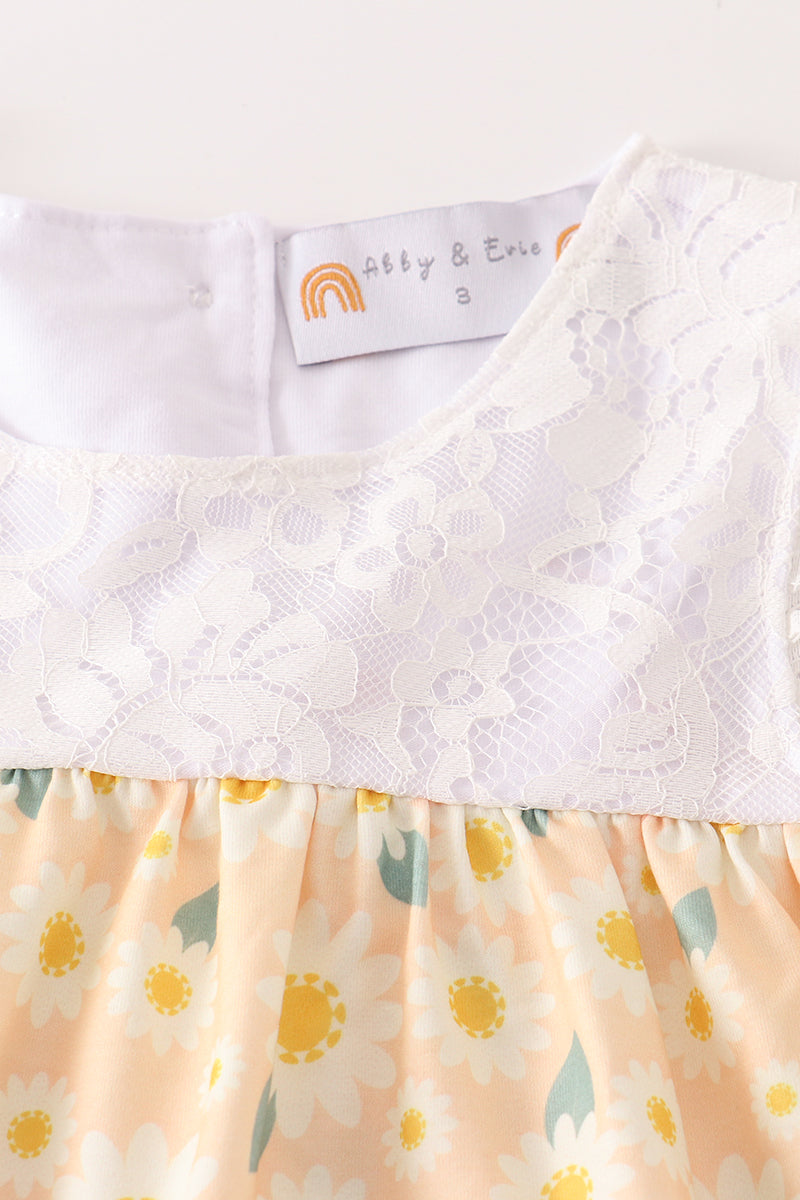 Yellow Floral Lace Girl Set