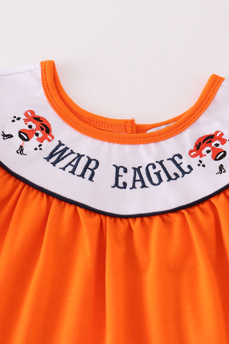Navy Orange War Eagle Embroidery Girl Set
