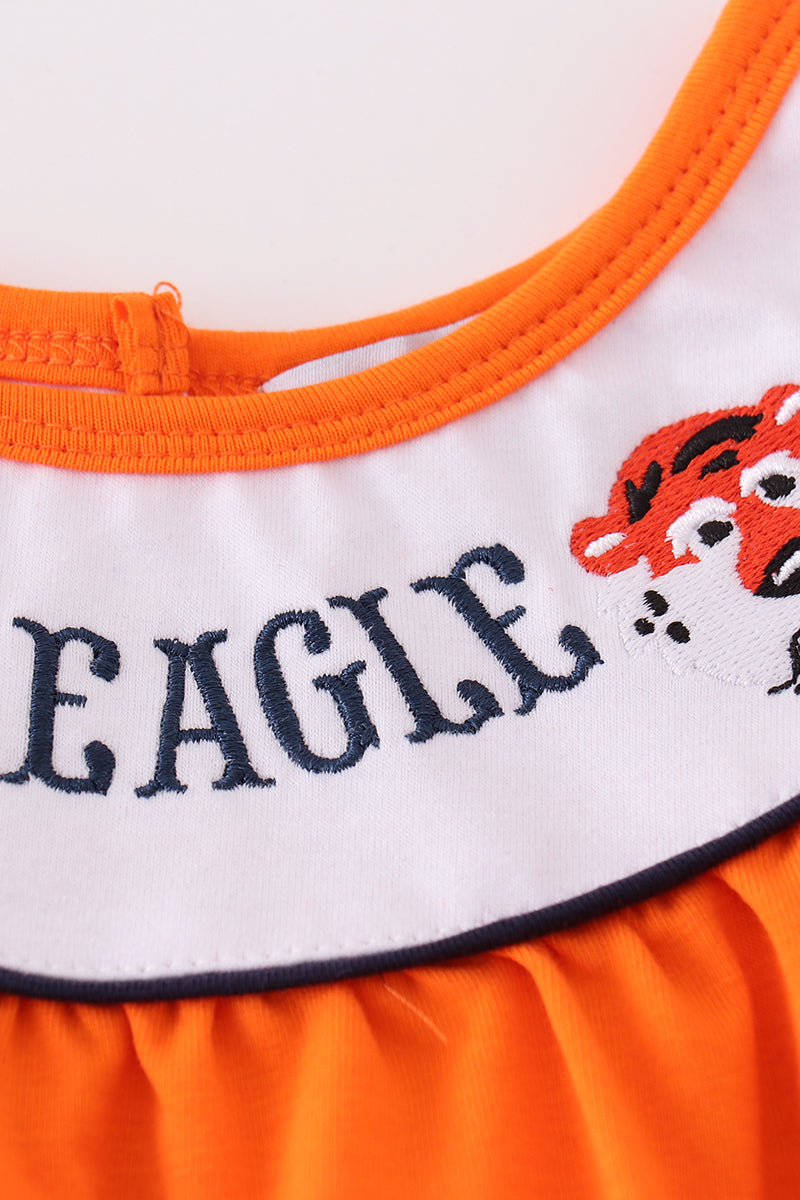 Navy Orange War Eagle Embroidery Girl Set