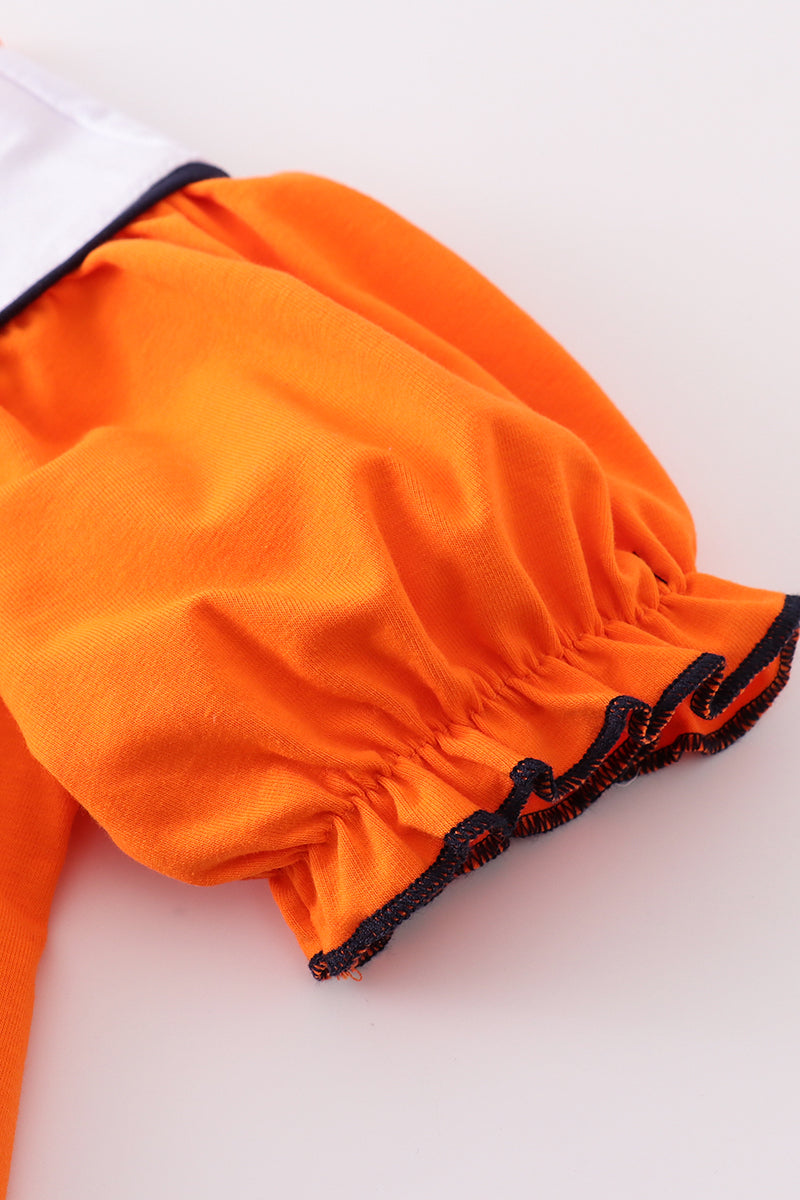 Navy Orange War Eagle Embroidery Girl Set