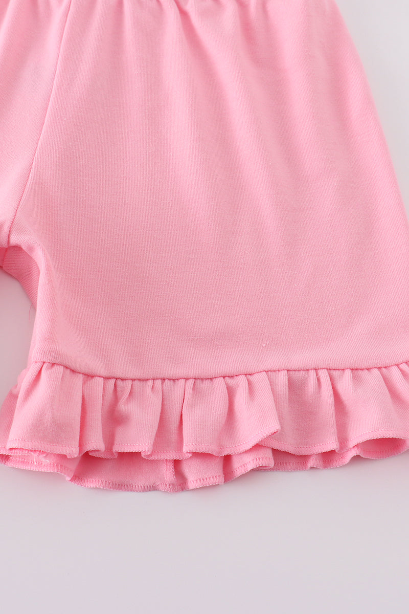 Pink Cross Embroidery Bow Set