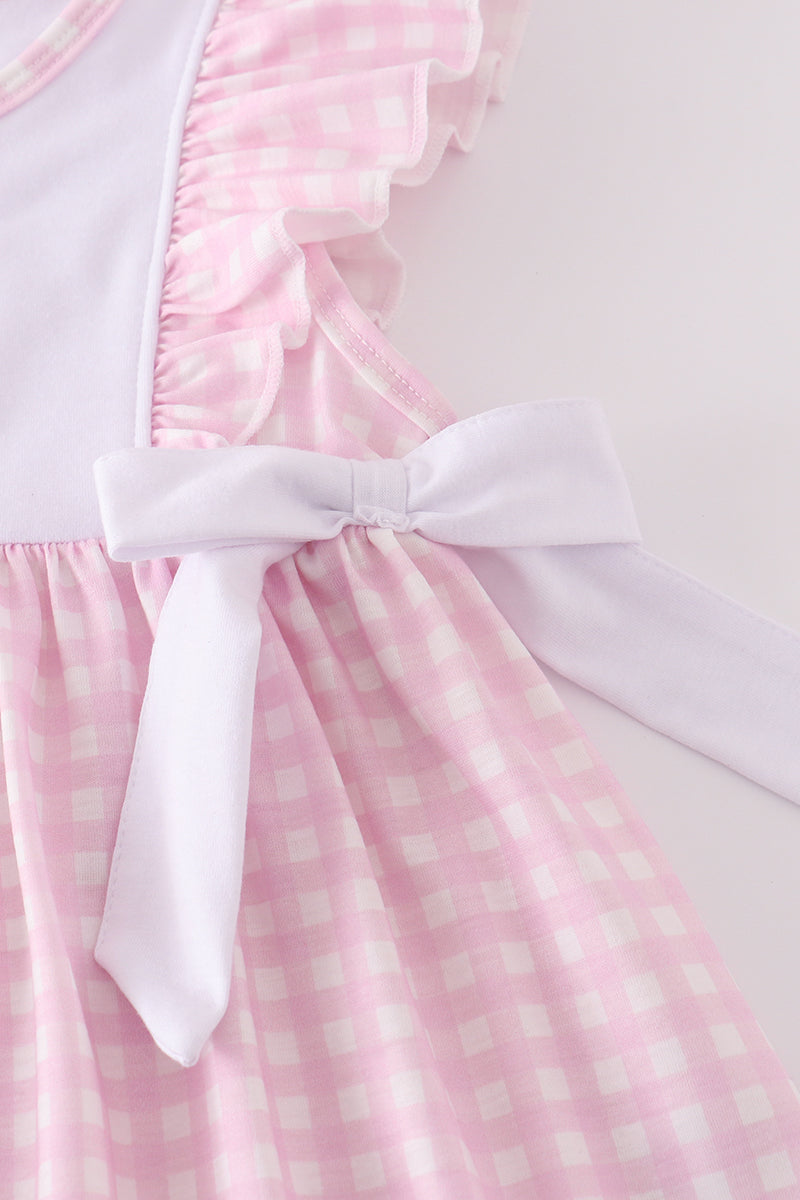 Pink Cross Embroidery Bow Set