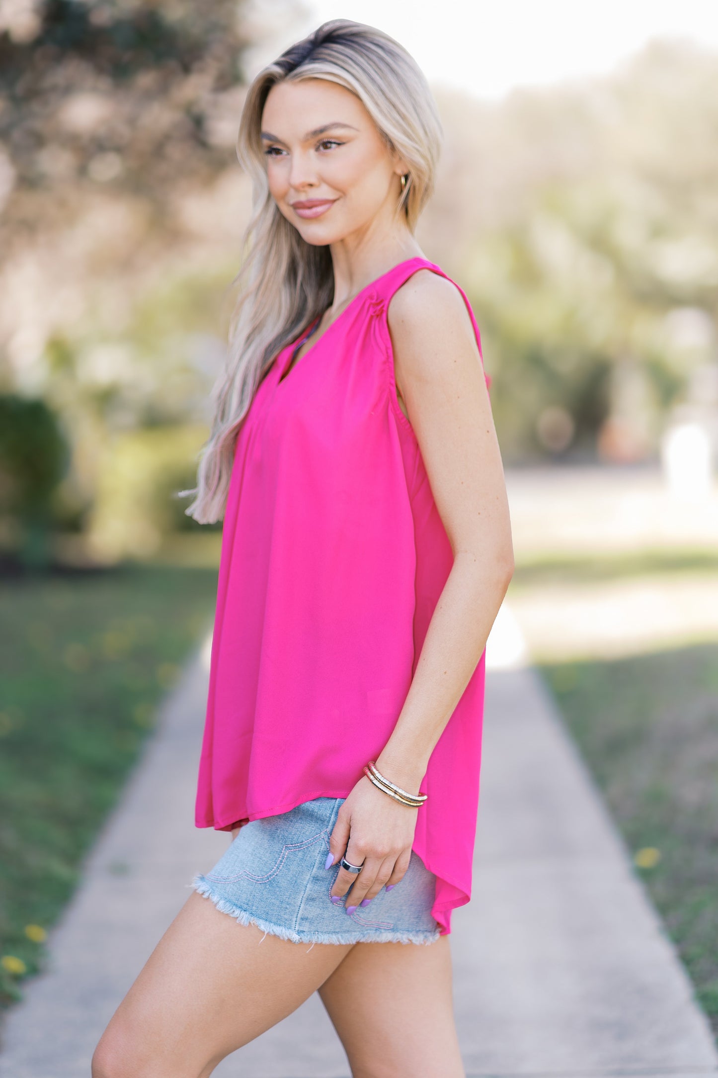 Pink Petals Sleeveless Top
