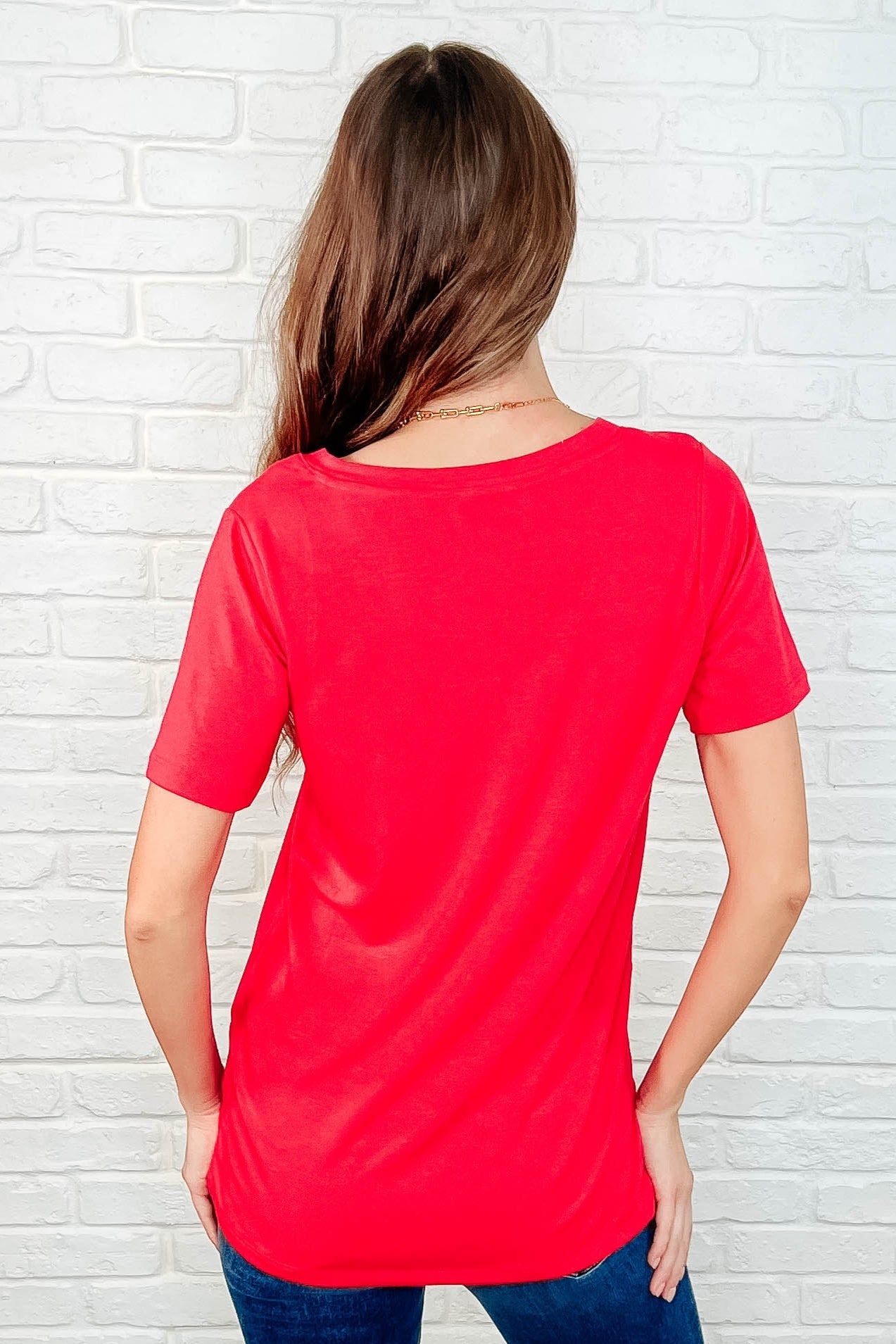 The Every Outfit Basic V-Neck Top in Ruby