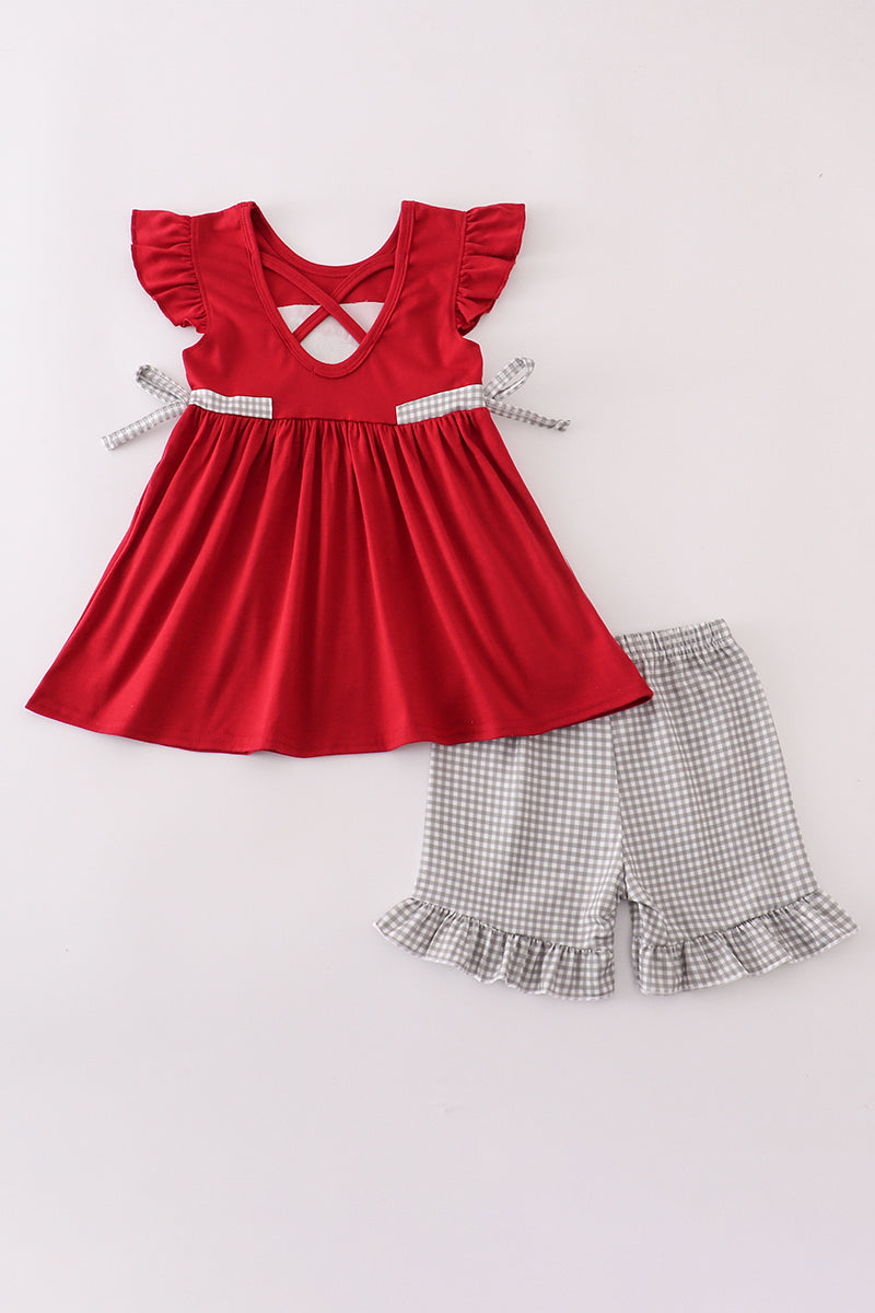 Alabama Elephant French Knot Ruffle Shorts Set