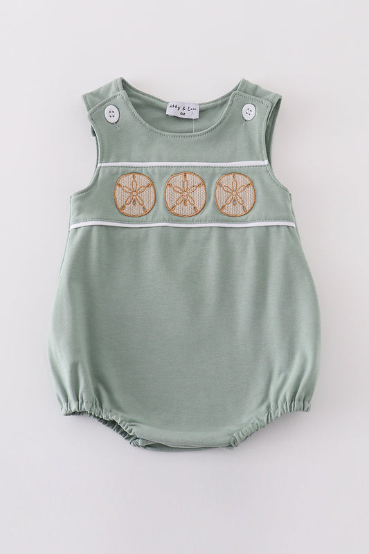 Sage Sand Dollar Embroidery Boy Bubble