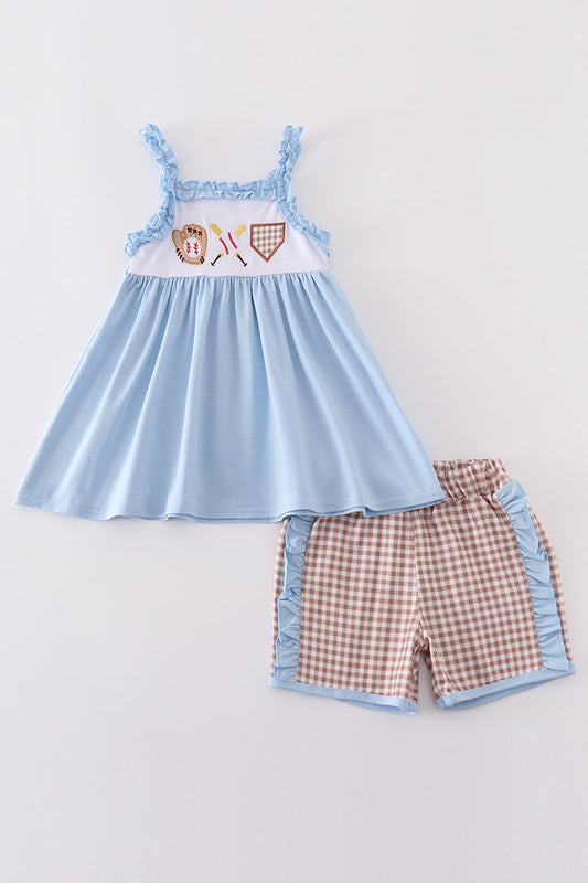 Blue Baseball Applique Set