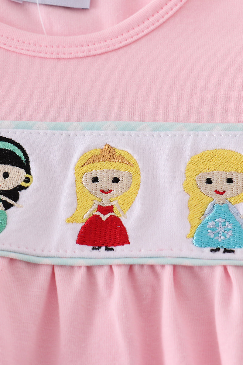 Pink Princess Embroidery Girl Bubble