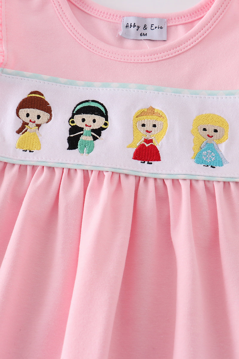 Pink Princess Embroidery Girl Dress