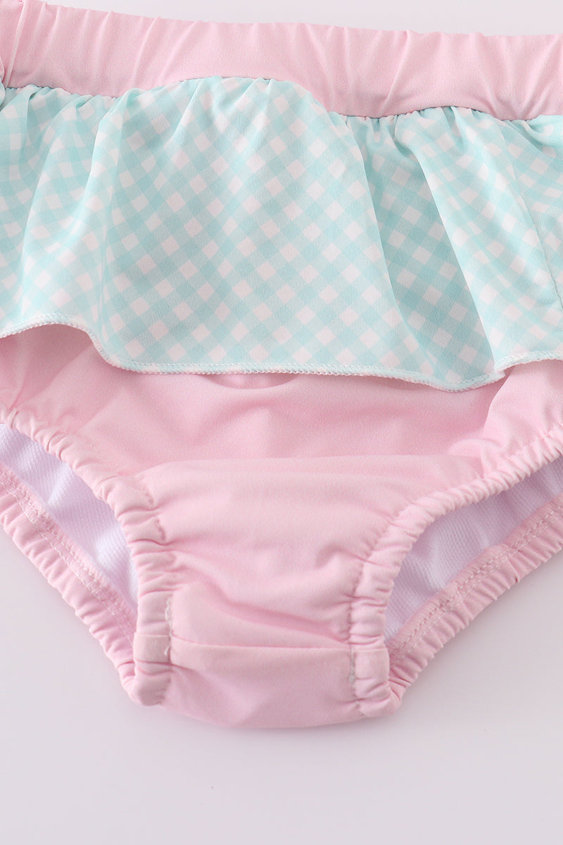 Pink Princess Embroidery Girl 2Pc Swimsuit