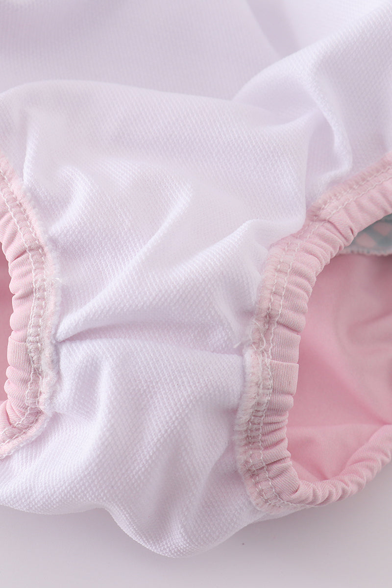 Pink Princess Embroidery Girl 2Pc Swimsuit