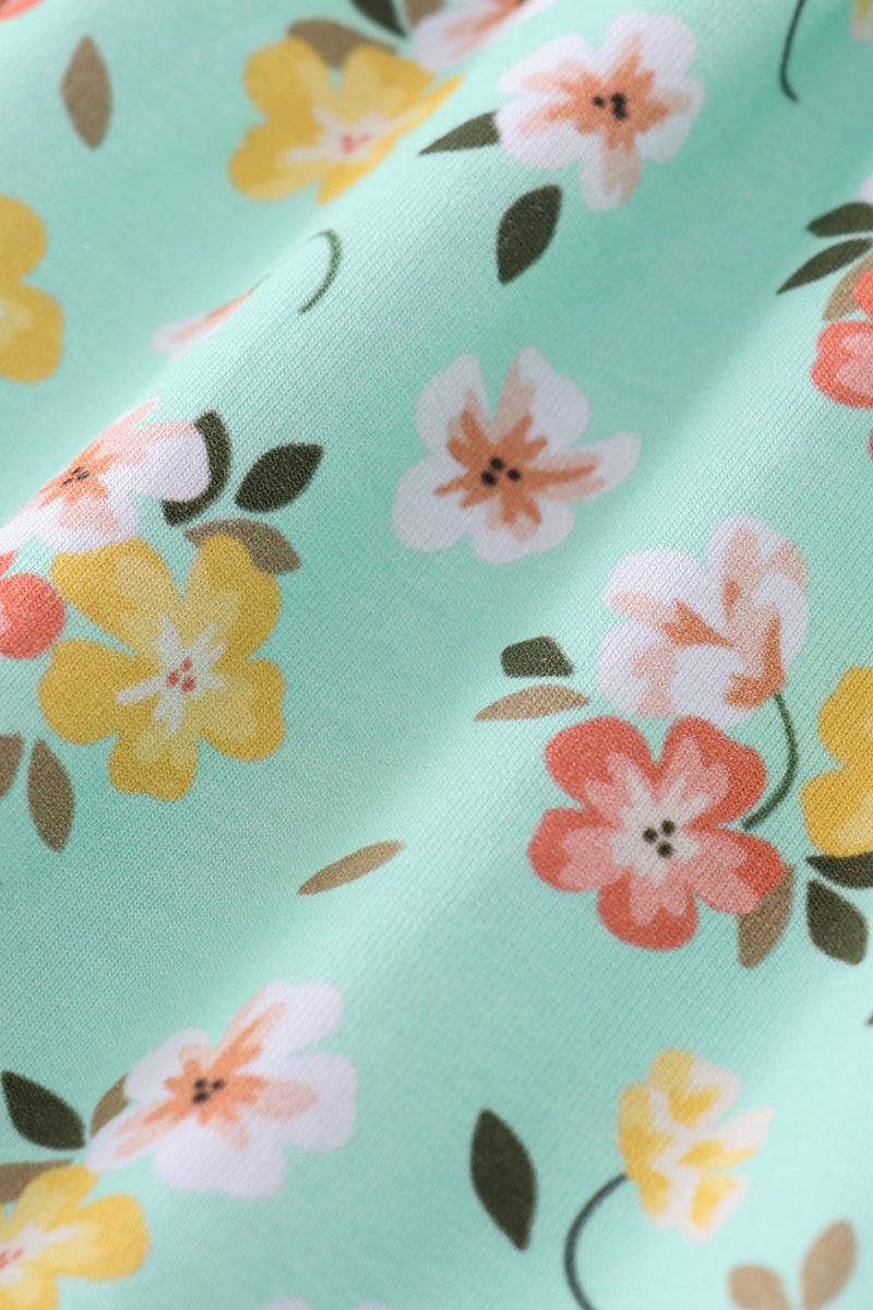 Premium Green Floral Cross Embroidery ress