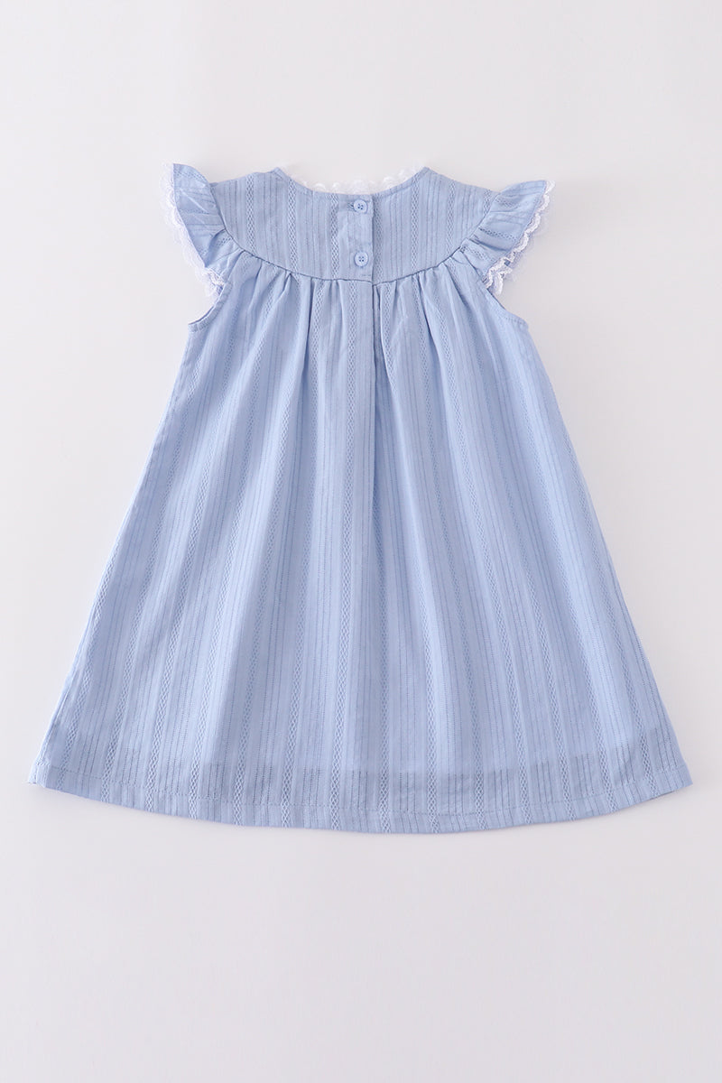 Premium Blue Cross Embroidery Dress