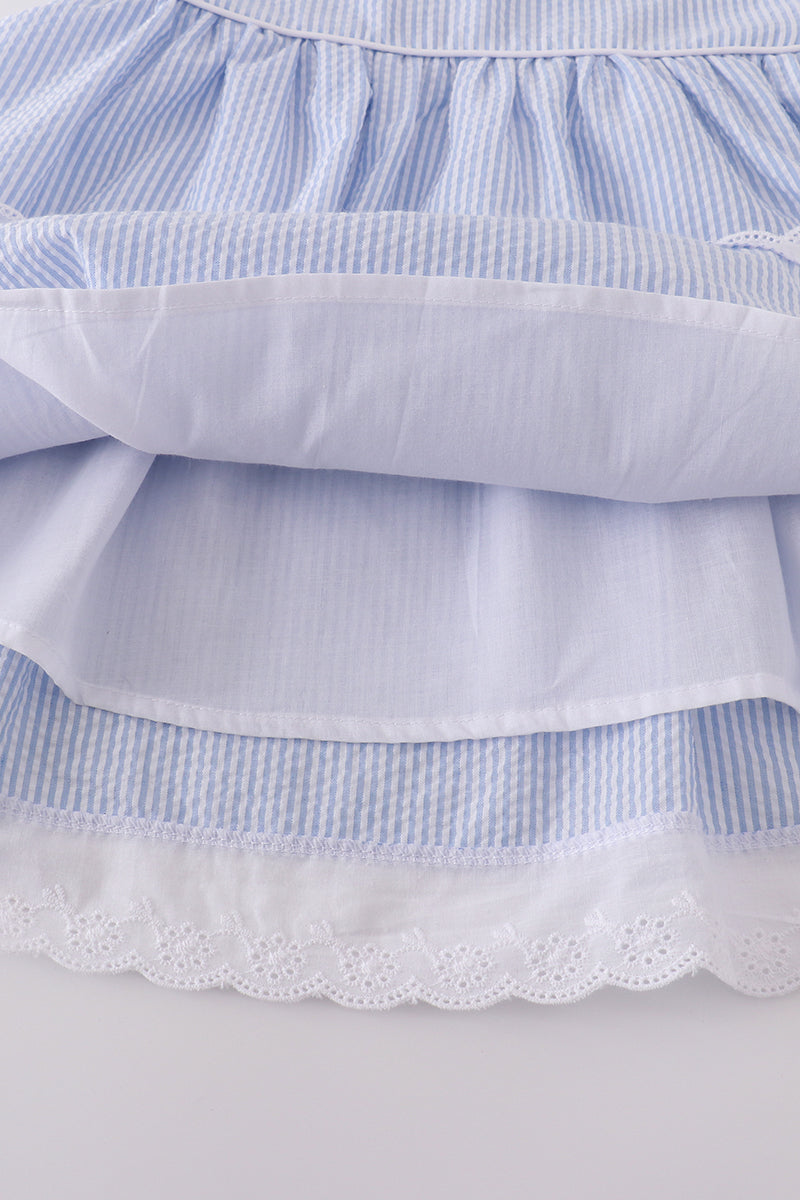 Premium Blue Sailboat Embroidery Dress