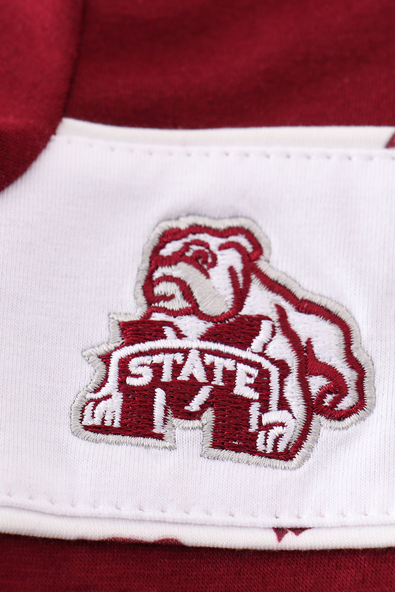 Maroon Mississippi Embroidery Boy Bubble