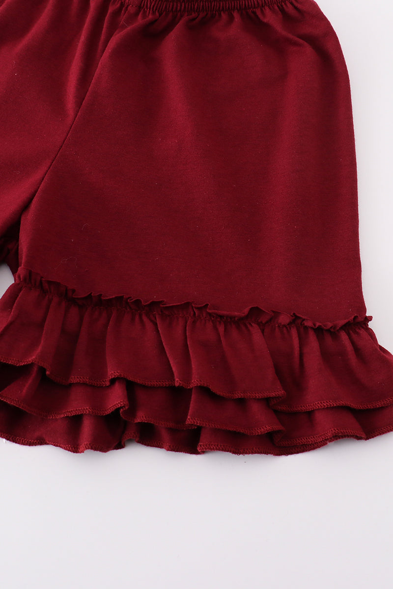 Maroon Mississippi Embroidery Girl Set