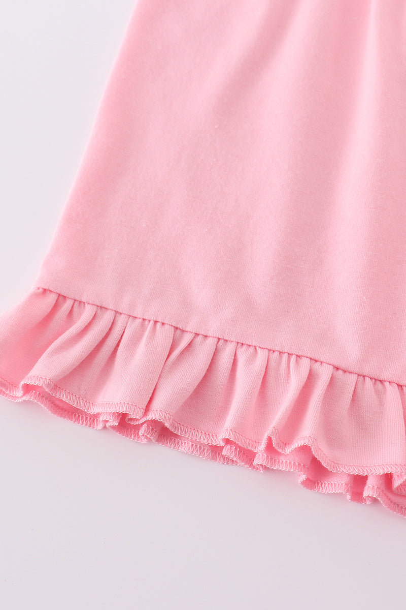 Pink Bunny Embroidery Bow Set