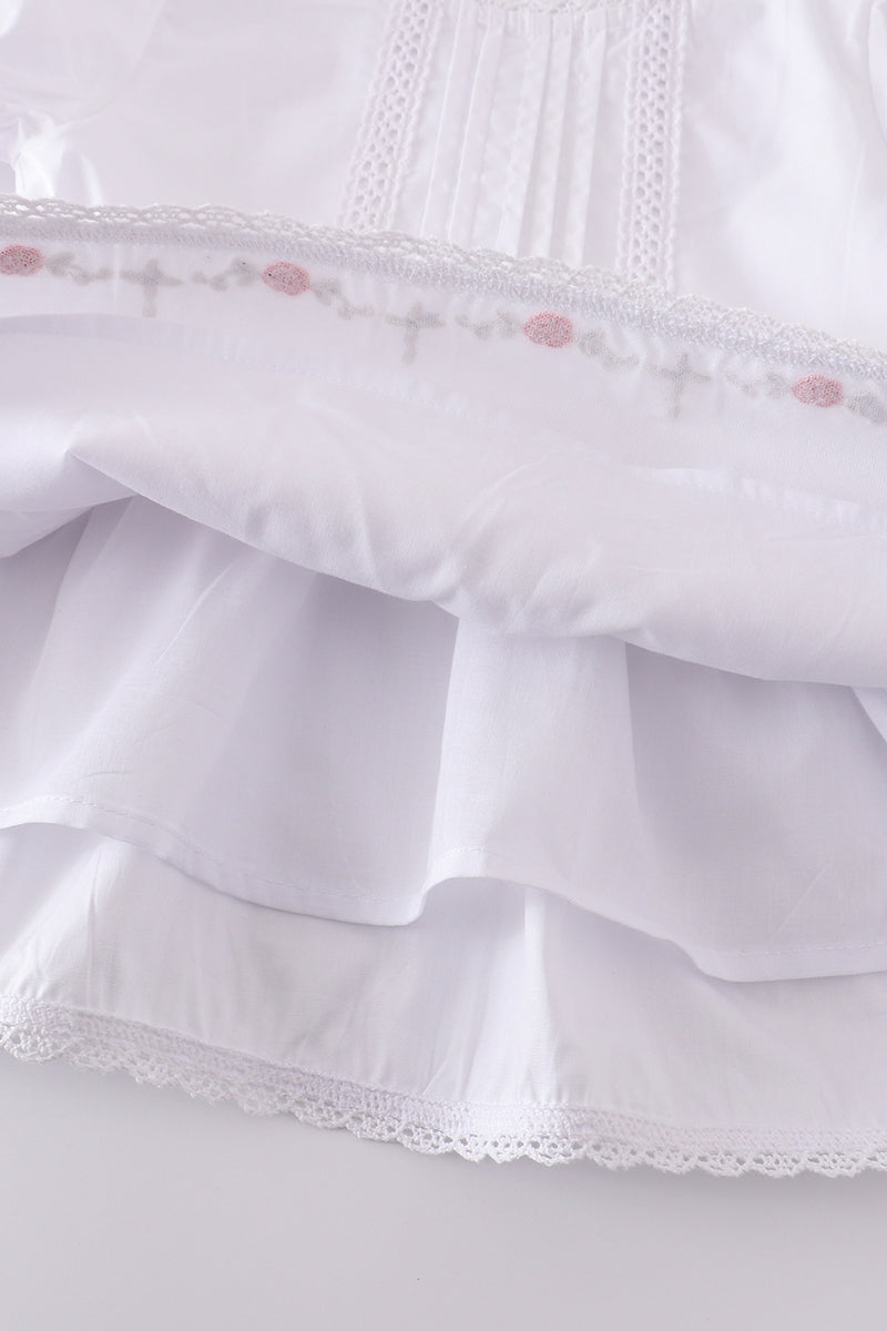 Premium White Floral Embroidery Bloomer Set